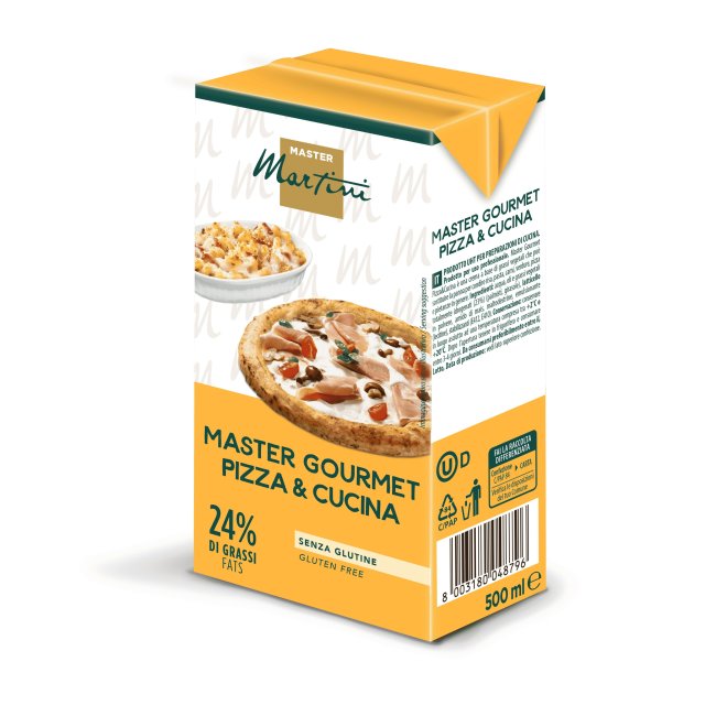 Жовта упаковка 500мл Master Martini Master Gourmet Pizza & Cucina, без глютену, 24% жиру, для піци та грати...