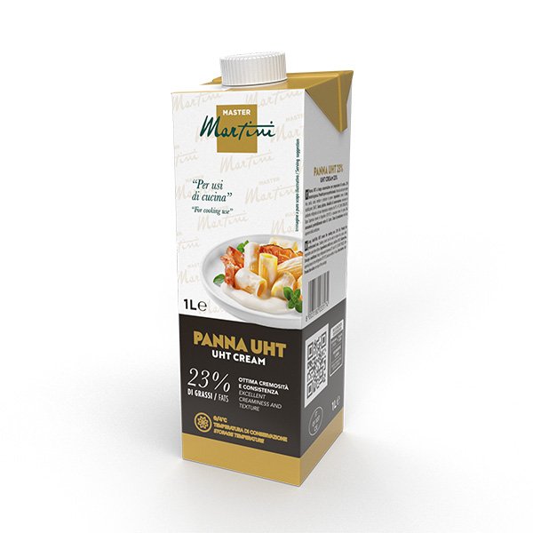 Пакет 1л вершків UHT для приготування Master Martini Panna, 23% жиру, з пастою на етикетці