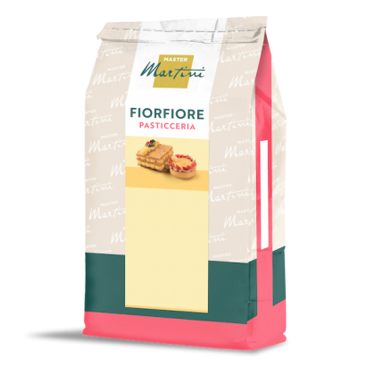 Пакет суміші для випічки Master Martini Fiorfiore Pasticceria із зображеннями листкового тіста й тарту.