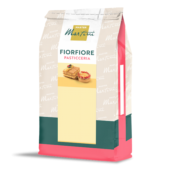 Пакет суміші для випічки Master Martini Fiorfiore Pasticceria із зображеннями листкового тіста й тарту.