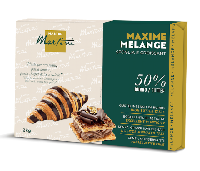 Упаковка 2кг Master Martini Maxime Melange для круасанів і листкового тіста, 50% масла, з круасанами в шоколаді